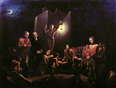 De Begrafenis van Sir John Moore bij La Coruna, 1809 door Thomas Ballard